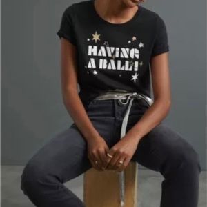NWOT Anthropologie Maeve “Having A Ball” Graphic Print T Shirt